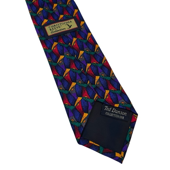Christopher Reeve x Ted Danson 90s Silk Tie | Vintage USA | Abstract Print - Picture 4 of 5